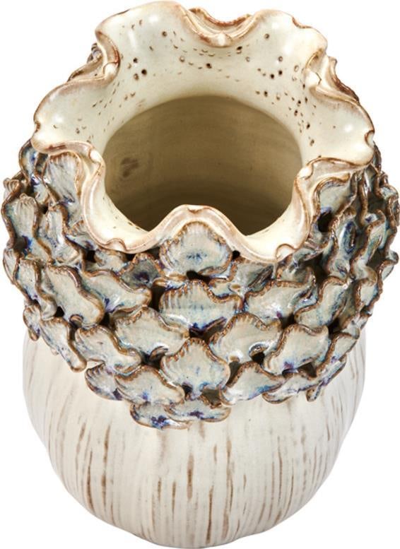 Handmade Ceramic Medium Cream White Flower Bulb Vase 9.25H (1 of 1)