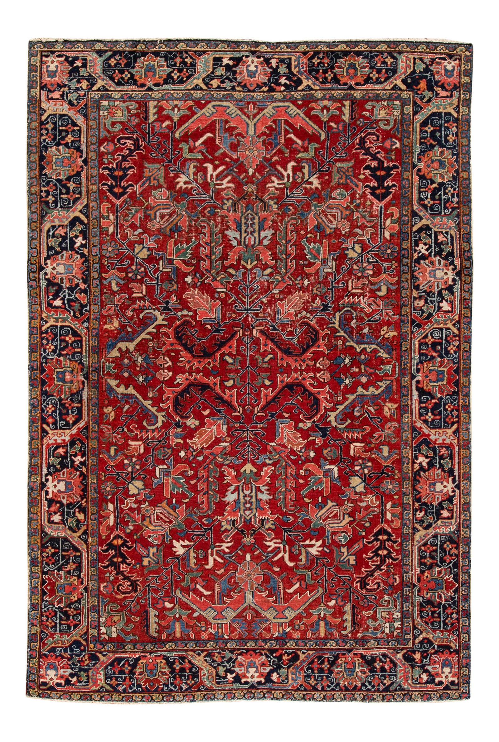 Antique Persian Heriz Wool Rug Red Field Circa 1920 (1 of 10)