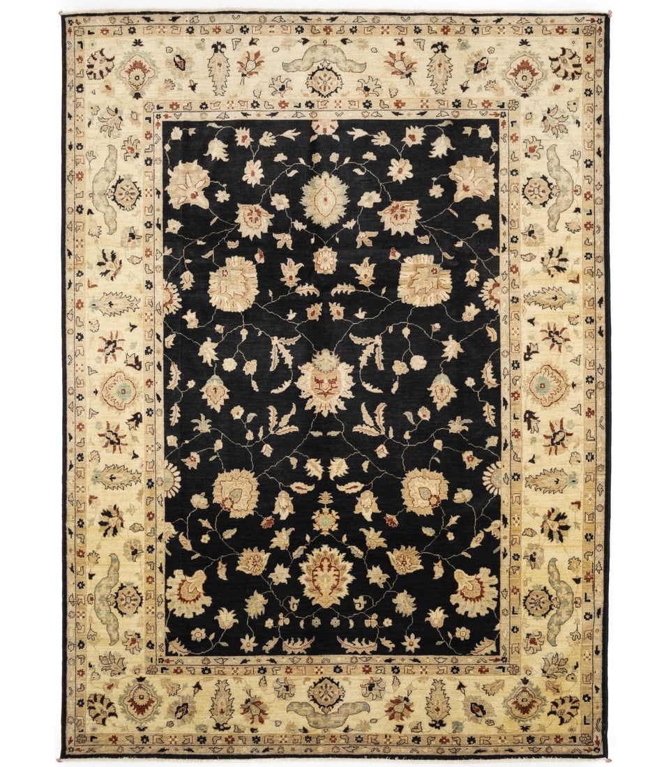 Large Wool Area Rug 9x12 Hand-Knotted Floral Peshawar Design from Pakistan: Large Wool Area Rug 9x12 Hand-Knotted Floral Peshawar Design from Pakistan This handmade 9x12 Peshawar Oriental rug from Pakistan features a large rectangular shape with a muted floral pattern. Crafte