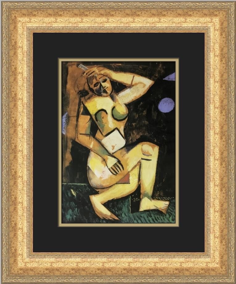 Marc Chagall Nude With Comb Custom Framed Art Print 21x17: Marc Chagall Nude With Comb Custom Framed Art Print 21x17 This exquisite custom framed print features Marc Chagall's artwork titled "Nude With Comb." Measuring 21 inches in height and 17 inches in wid