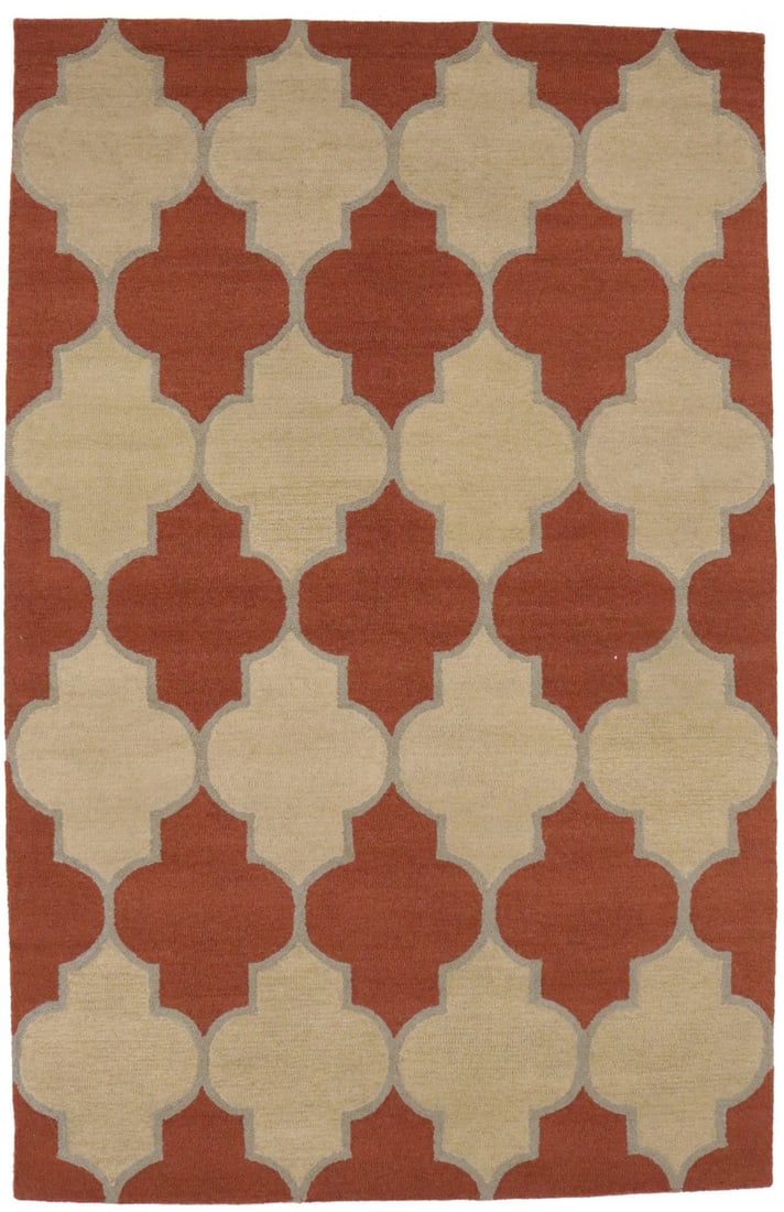 Hand-Tufted Multicolored Trellis Wool Area Rug 5x8 ft Modern Design (1 of 13)