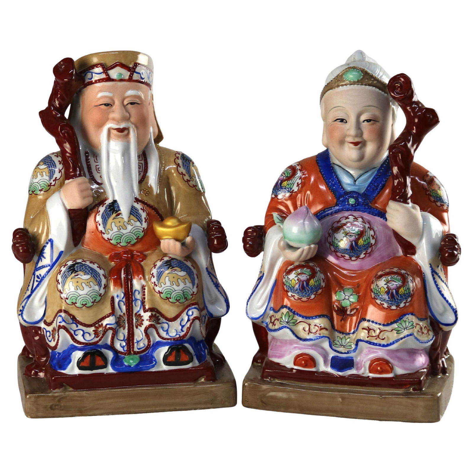 Set of 2 Large 20th Century Chinese Porcelain Deity Figures (1 of 13)