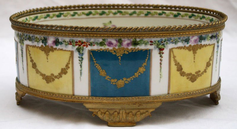 19th Century Sevres Hand Painted Enameled Oval Bowl (1 of 7)