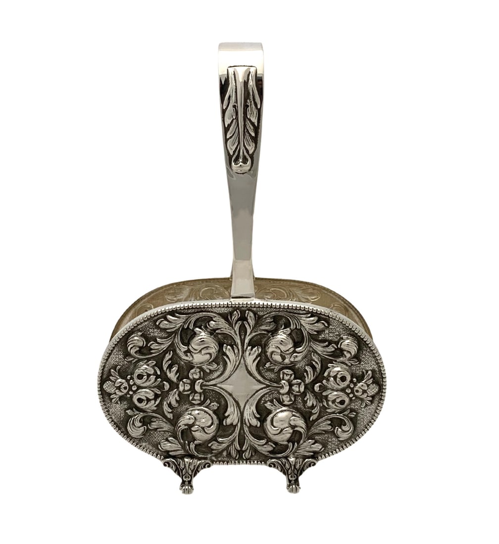 Topazio 925 Sterling Silver Handmade Leaf Swirl Napkin Holder with Handle (1 of 3)