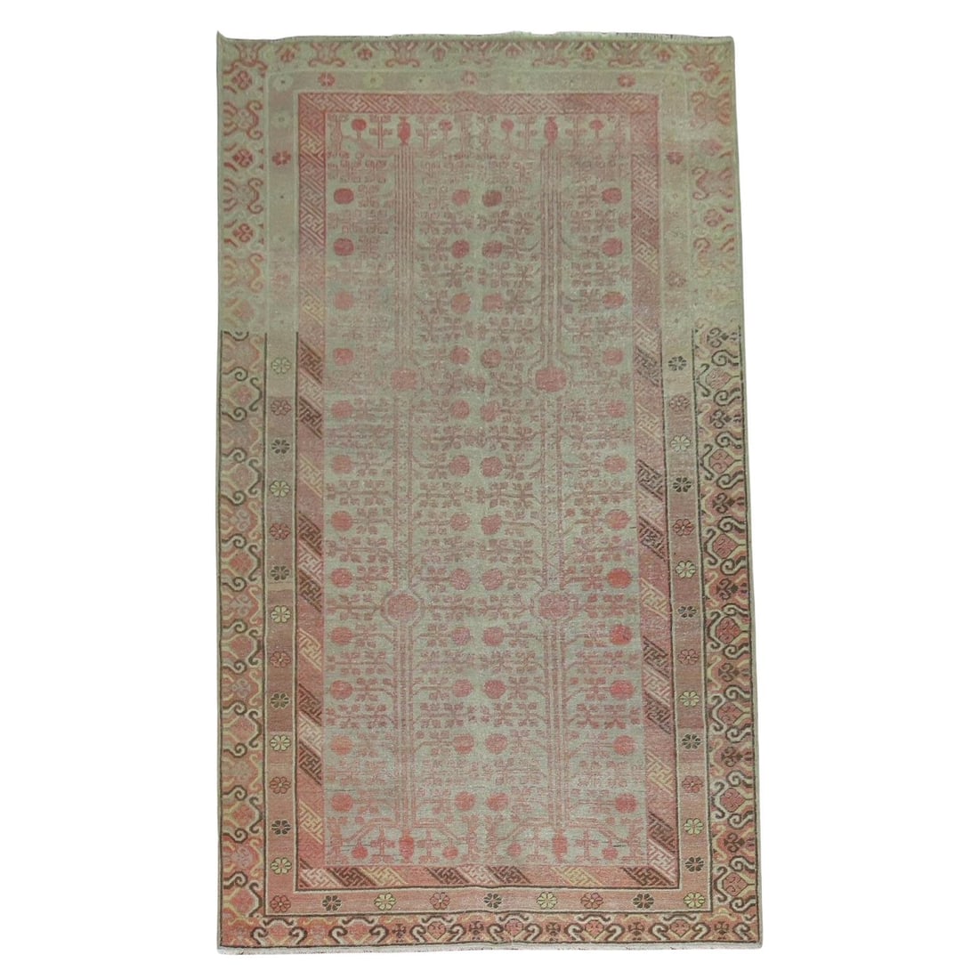 Zabihi Collection 20th Century Antique Khotan Pomegranate Rug 75 x 156 in: Zabihi Collection 20th Century Antique Khotan Pomegranate Rug 75 x 156 in Discover the charm of this Antique Pomegranate Khotan Gallery Rug, a beautiful example of early 20th-century craftsmanship. Fe