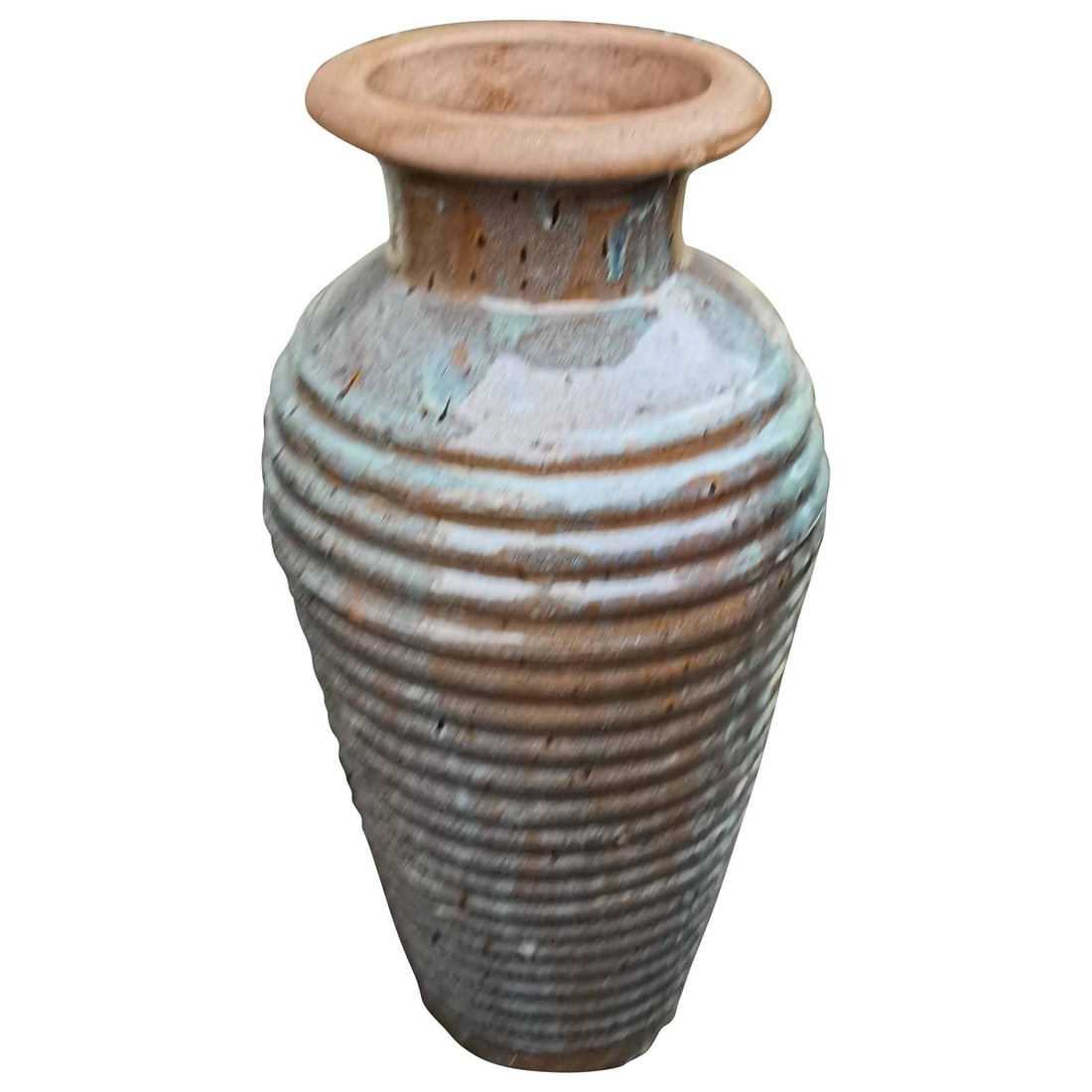 Handmade Rustic Light Green Terracotta Glazed Pot 32H 15W 15D (1 of 1)