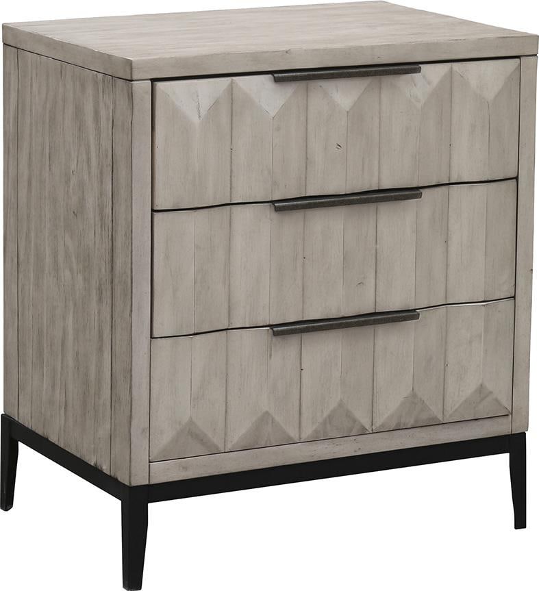 Aldwell Rustic Grey Pine Nightstand with Metal Base (1 of 1)