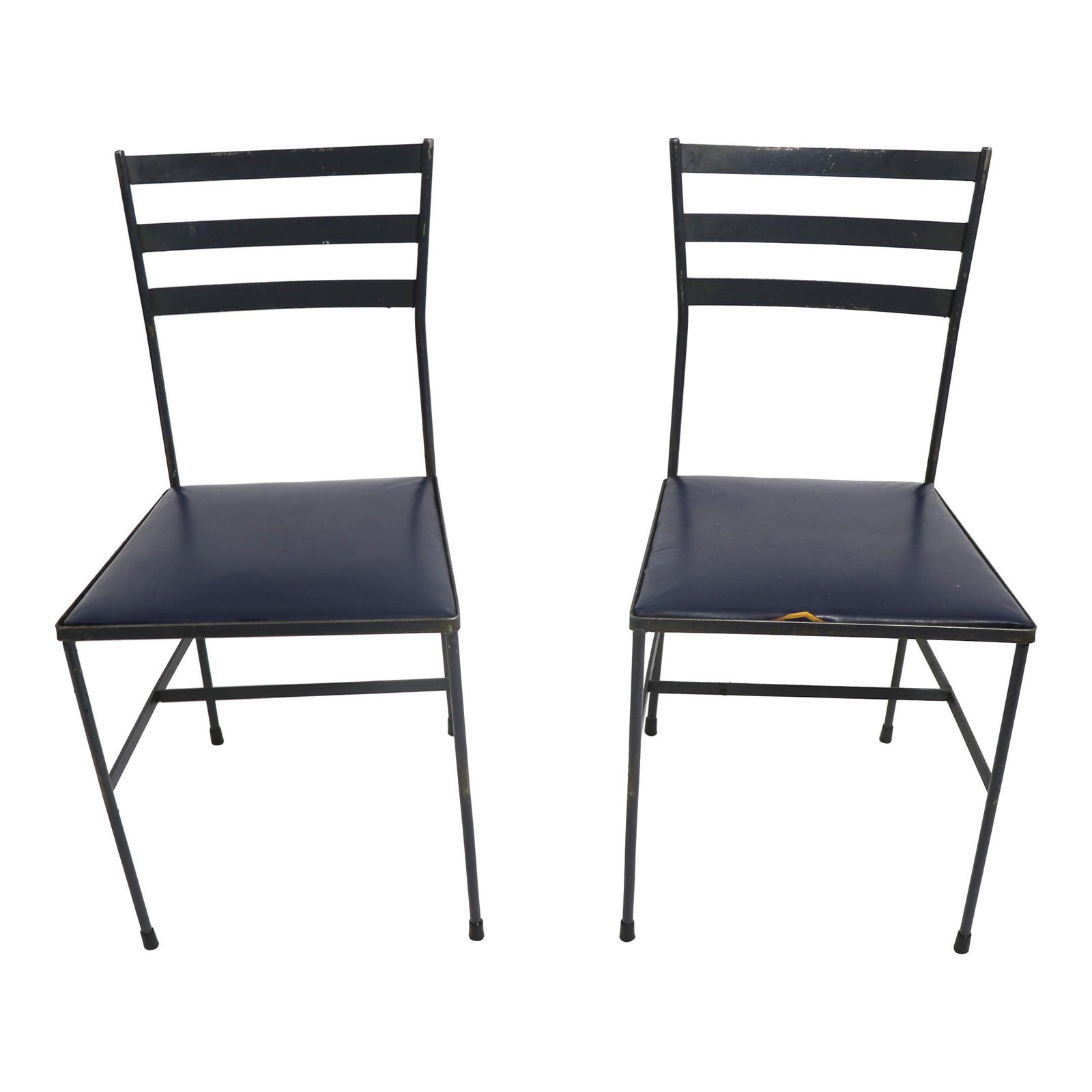 Mid Century Wrought Iron Side Chairs Pair in McCobb Nelson Style (1 of 10)