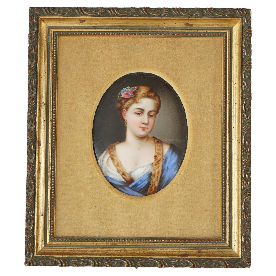 19th Century KPM Style Hand-Painted Porcelain Portrait of Young Woman (1 of 6)