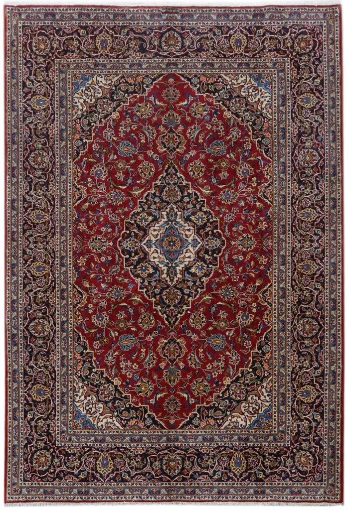 Authentic Persian Kashan Handmade Rug 7.6 x 10.11 Signed Wool (1 of 6)