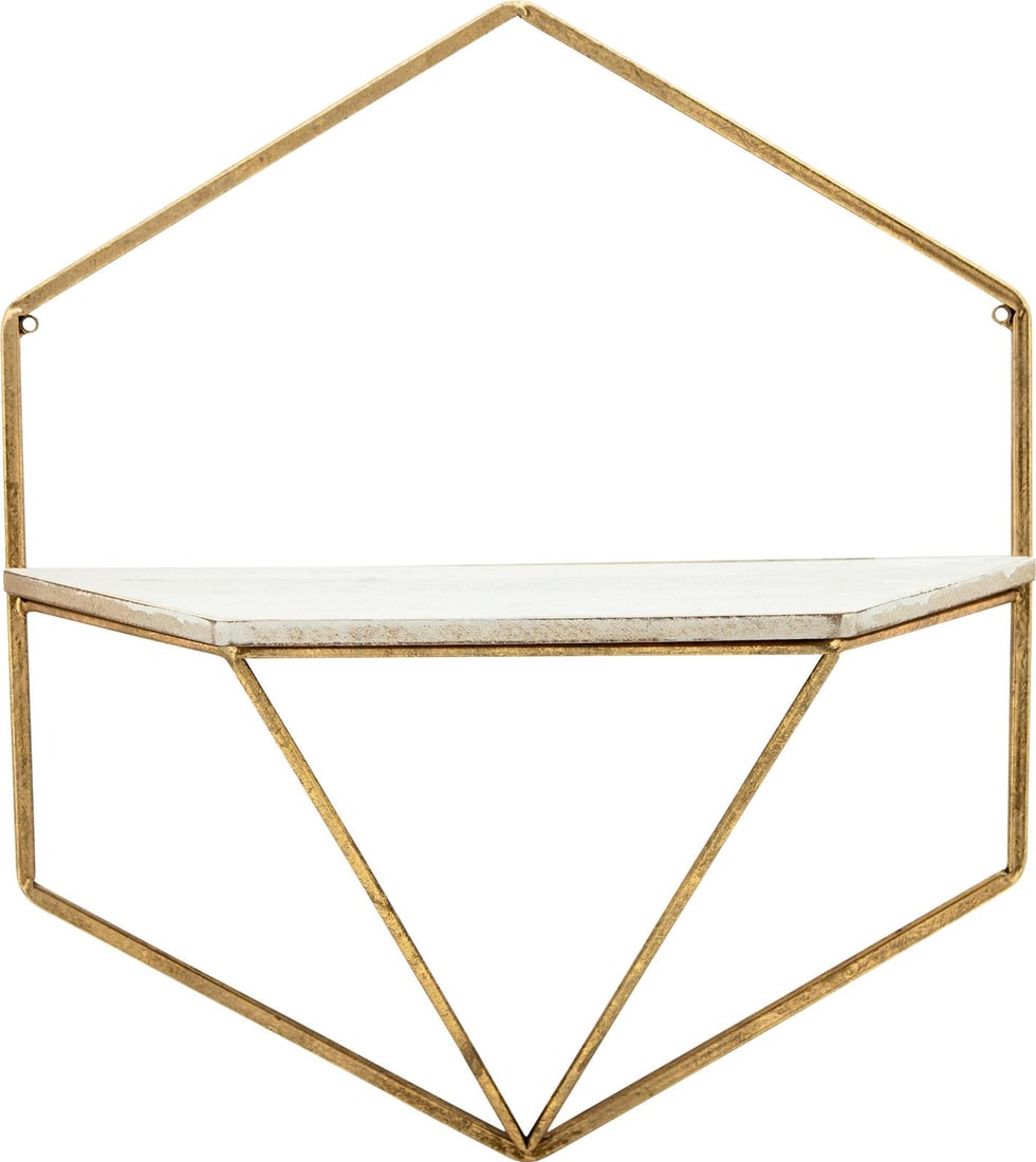 Sagebrook Gold Hexagonal Storage Shelf Modern Rustic Design (1 of 4)