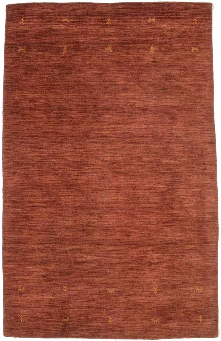 Rusty Red Wool Area Rug 4'0 x 6'0 Modern Tribal Hand-Loomed Carpet (1 of 11)