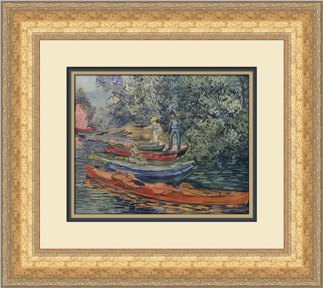 Vincent Van Gogh Bank Of The River Rowing Boats Framed Print (1 of 2)