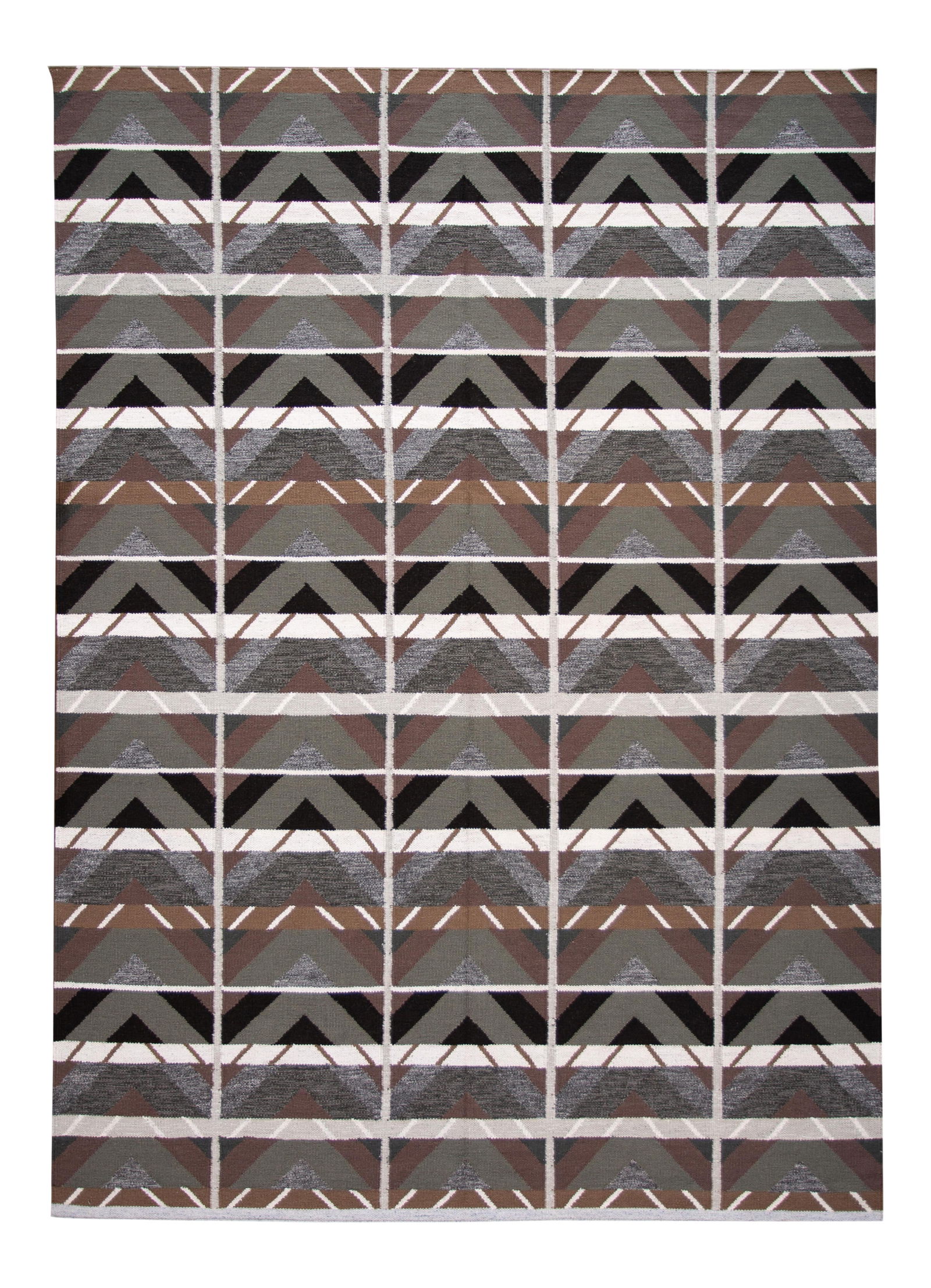 Modern Swedish Style Wool Rug Gray Geometric Design 10'3 x 14'1 (1 of 10)