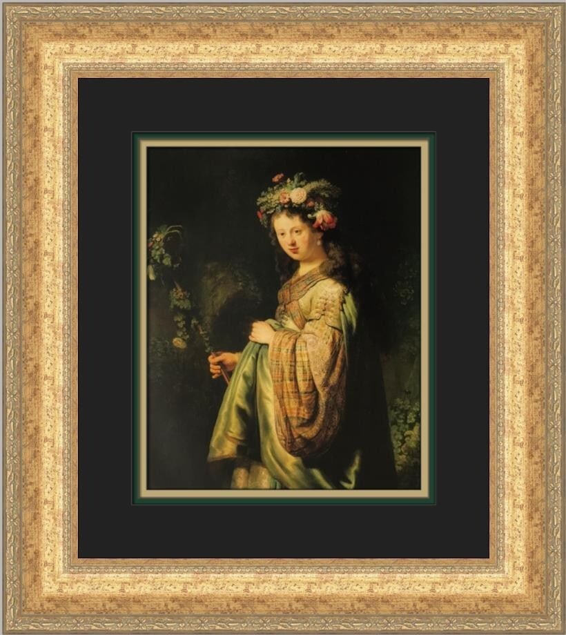 Rembrandt van Rijn Portrait of Flora Custom Framed Art Print: Rembrandt van Rijn Portrait of Flora Custom Framed Art Print Experience the beauty of Rembrandt van Rijn's "Portrait of Flora" with this custom framed print. This exquisite piece features a medium siz