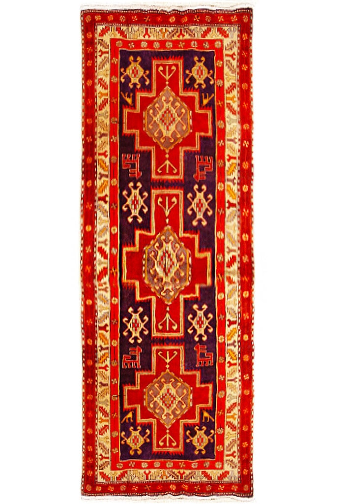 4.5 x 10 Handcrafted Red Persian Klardast Runner Rug (1 of 6)