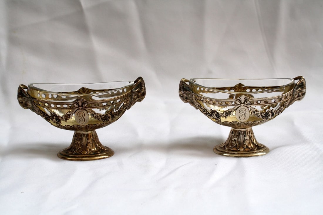 19th Century English Sterling Silver Salt and Pepper Holders with Crystal Inserts (1 of 11)