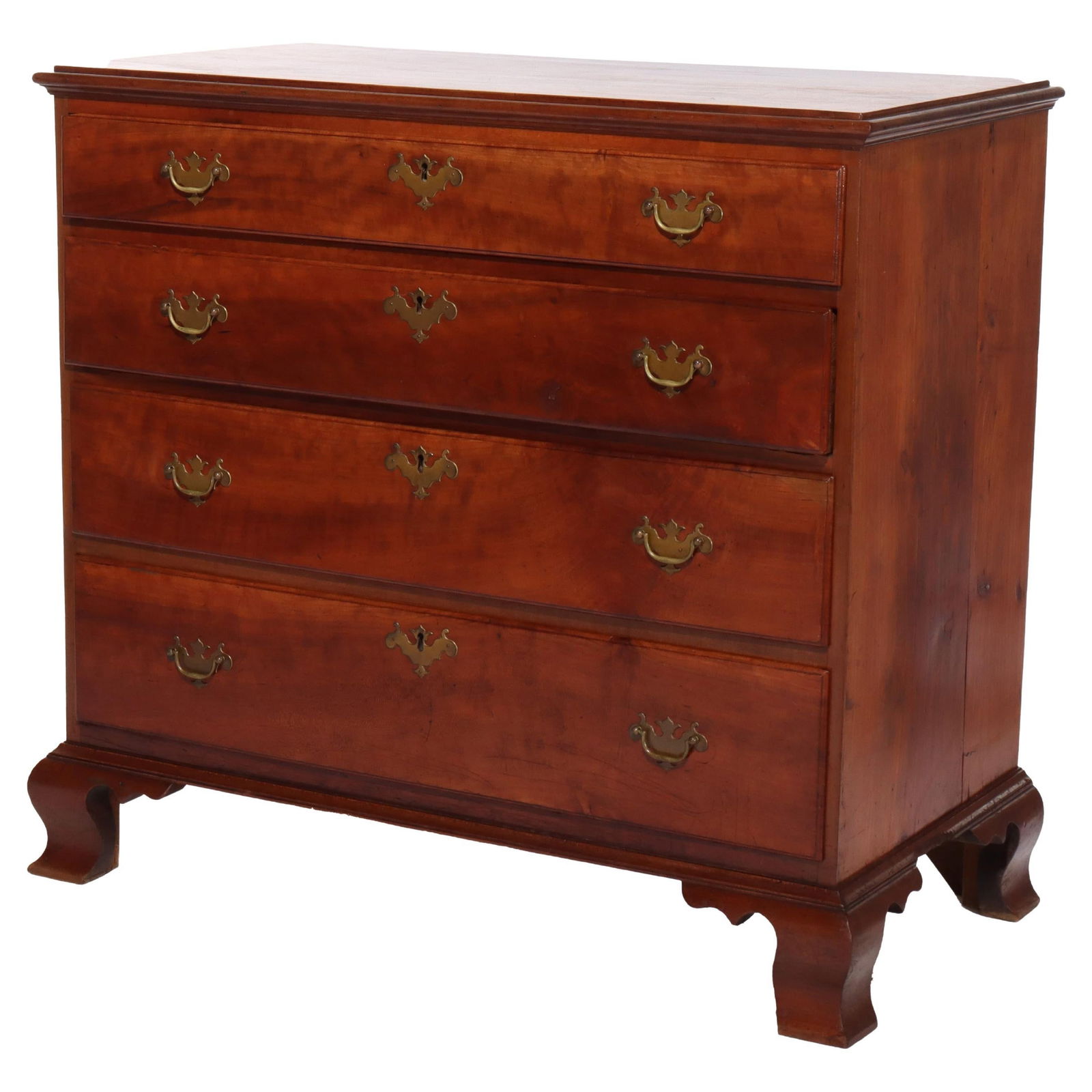 Chippendale Cherry 4-Drawer Chest Antique C1800 (1 of 13)