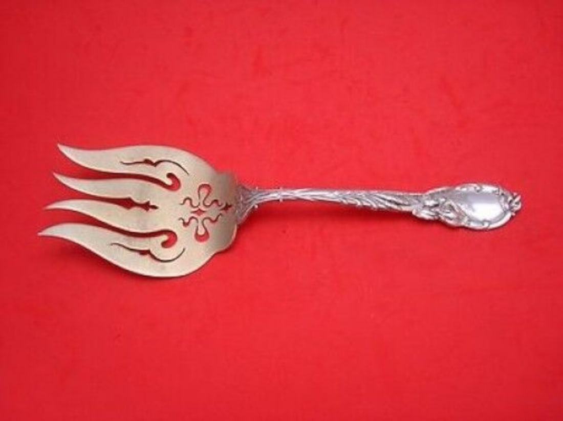 Reed and Barton La Parisienne Sterling Silver Fish Serving Fork 9 5/8 Inch Gold Washed (1 of 2)