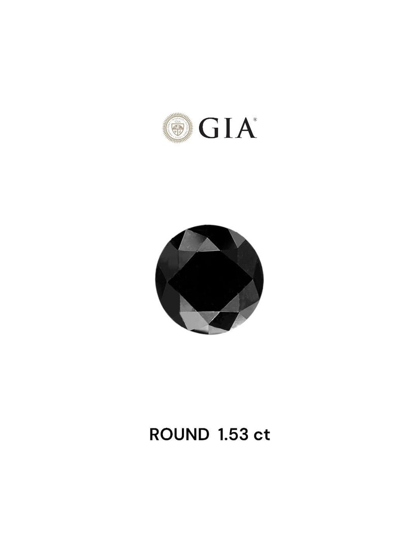 Loose Diamond - ROUND 1.53ct Fancy Black VVS2: Loose Diamond - ROUND 1.53ct Fancy Black VVS2 Source: Natural Shape: ROUND Carats: 1.53 Color: Fancy Black Certification: GIA Video: