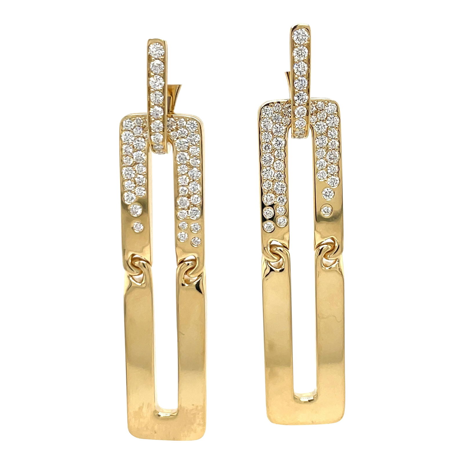 Harbor Diamonds 18K Yellow Gold Floating Diamond Drop Earrings 1.80 Carats Italy: Harbor Diamonds 18K Yellow Gold Floating Diamond Drop Earrings 1.80 Carats Italy Elegantly crafted 18 Karat Yellow Gold Floating Diamond Drop Earrings that showcase a contemporary design. These stunni