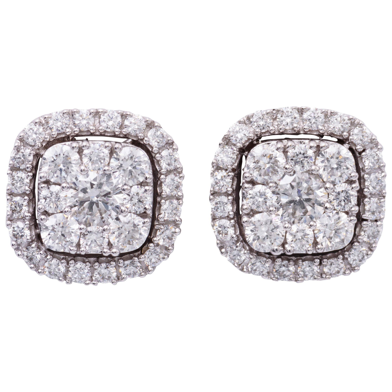 Harbor Diamonds 1.00ct Contemporary Cluster Stud Earrings in 14k White Gold (1 of 4)