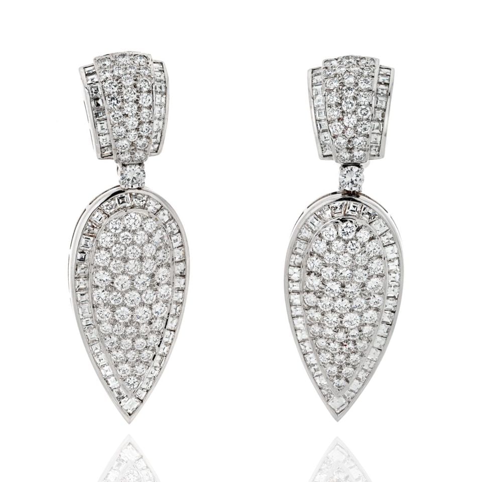 Stunning 18K White Gold 19 Carat Diamond Tear Drop Earrings (1 of 4)