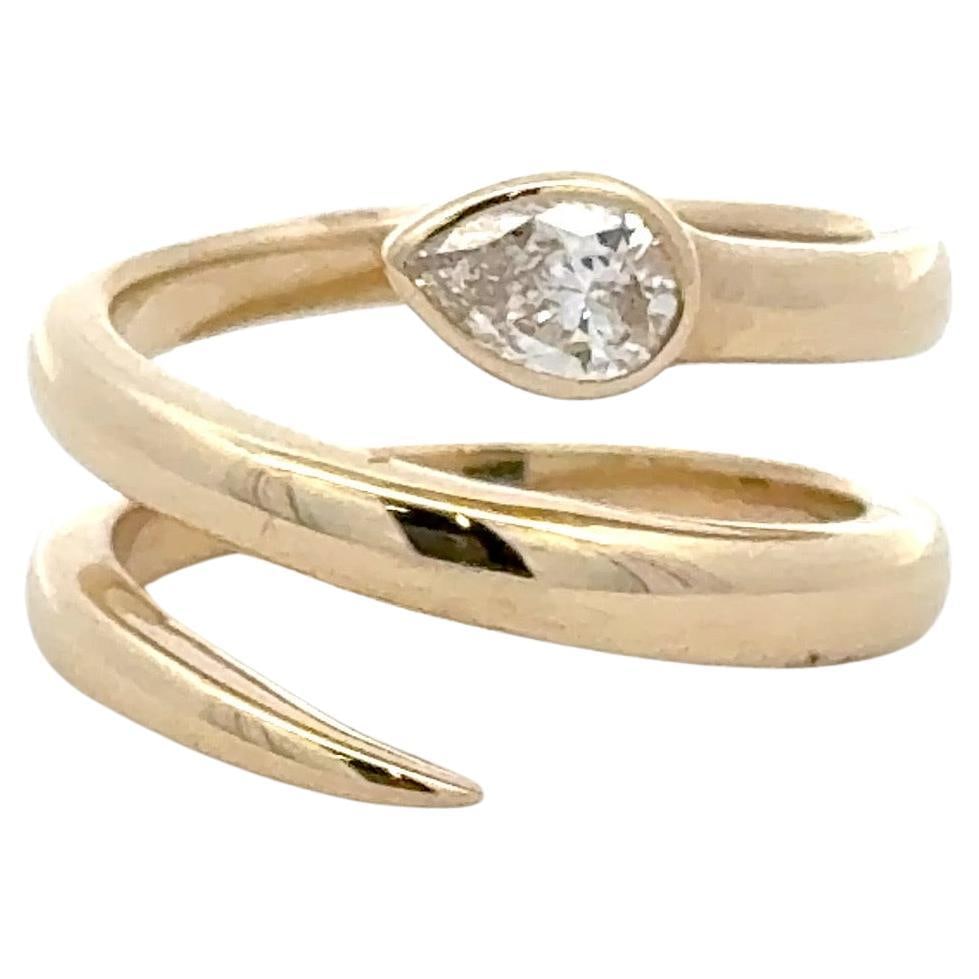 Harbor Diamonds Pear Shape Diamond Snake Wrap Ring 0.30ct 14K Yellow Gold (1 of 9)