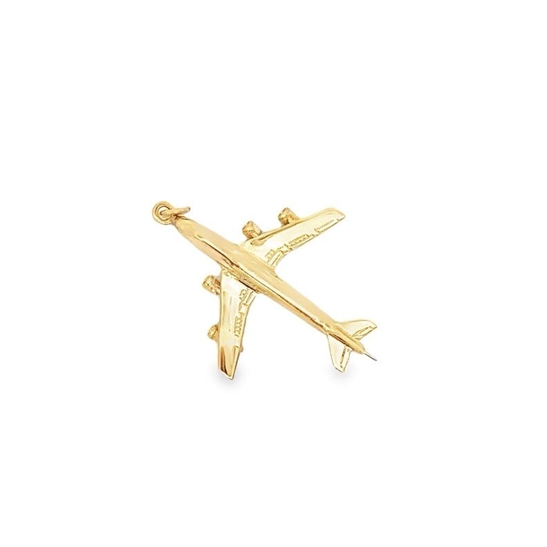 Vintage 3D Yellow Gold 747 Airplane Charm Pendant (1 of 9)