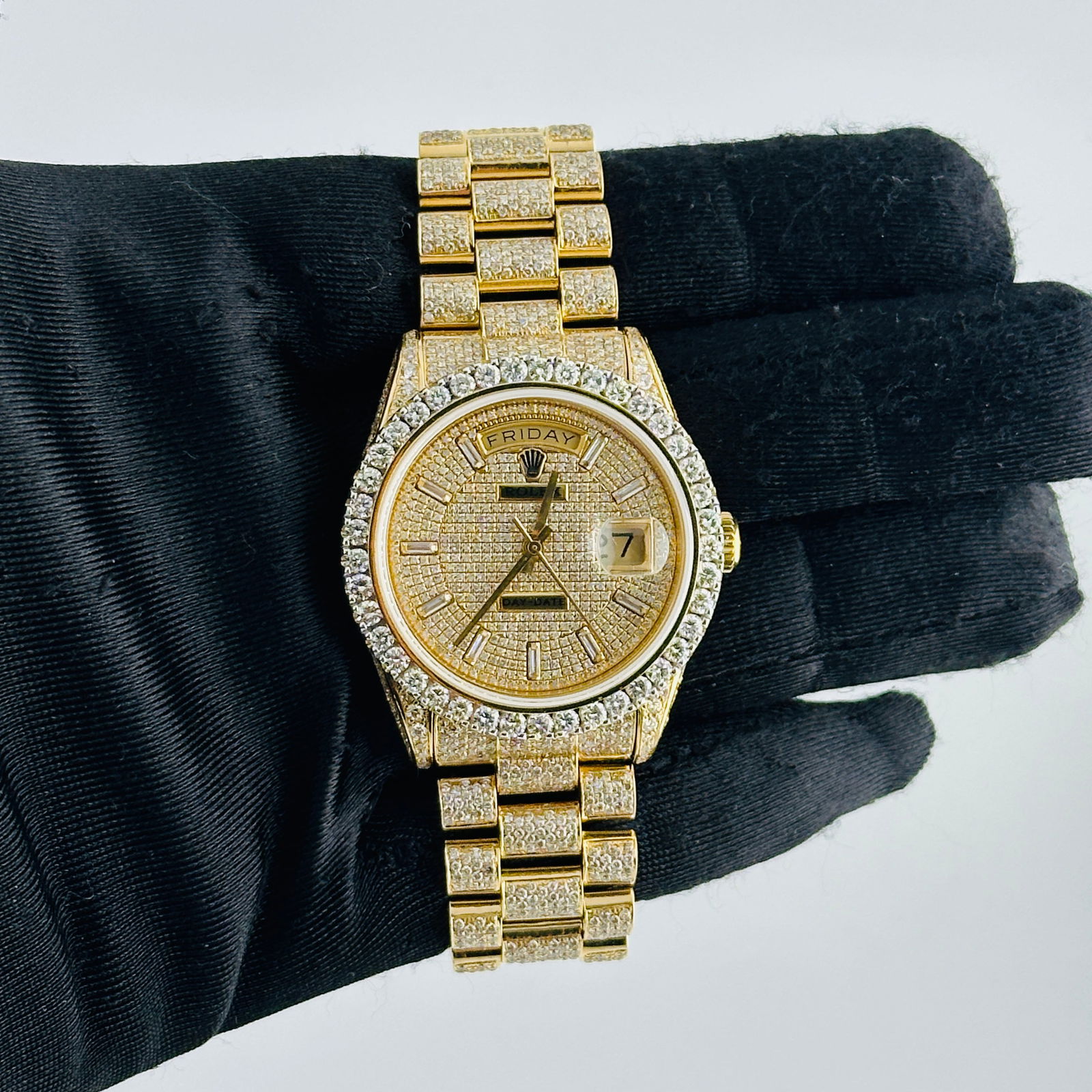Day-Date Ref 1803 Mens Watch Aftermarket Diamond Dial President 18K Bracelet (1 of 3)