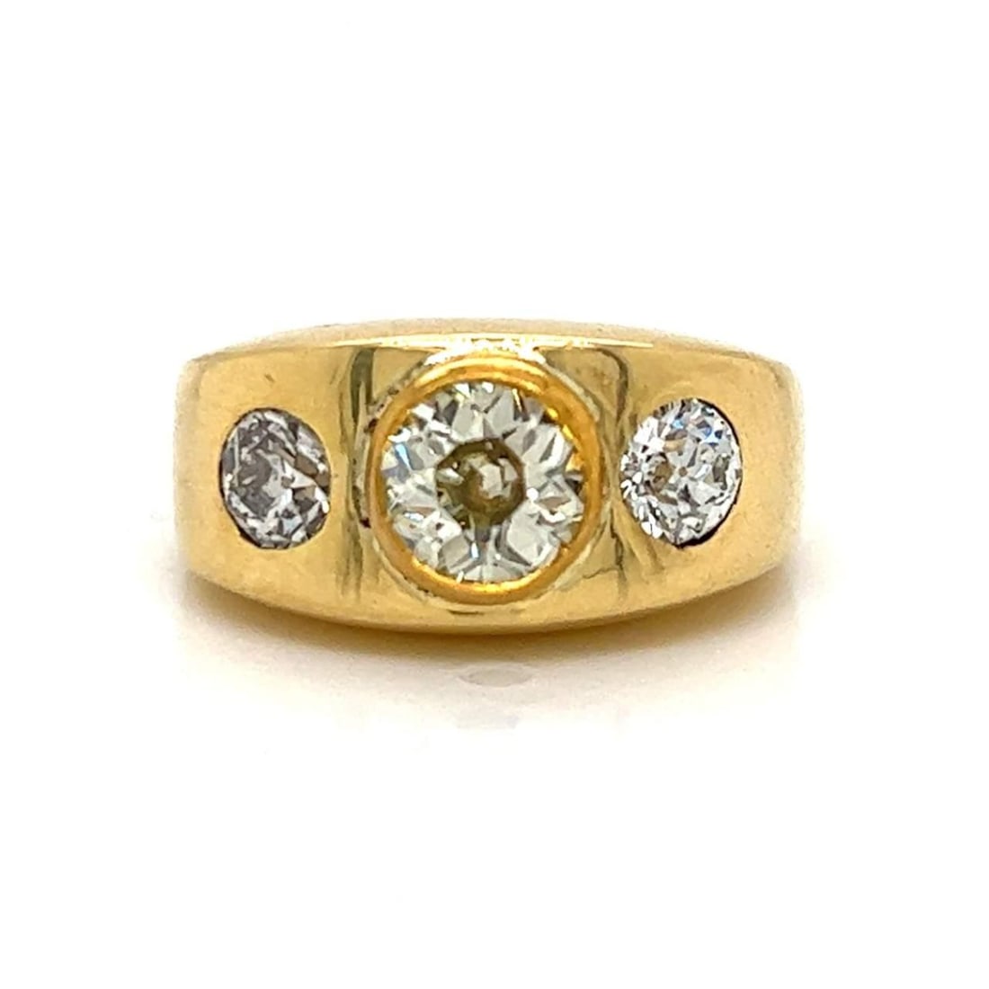 Elegant 18K Yellow Gold 3-Stone Diamond Ring 1.05 Ct Center Stone (1 of 4)