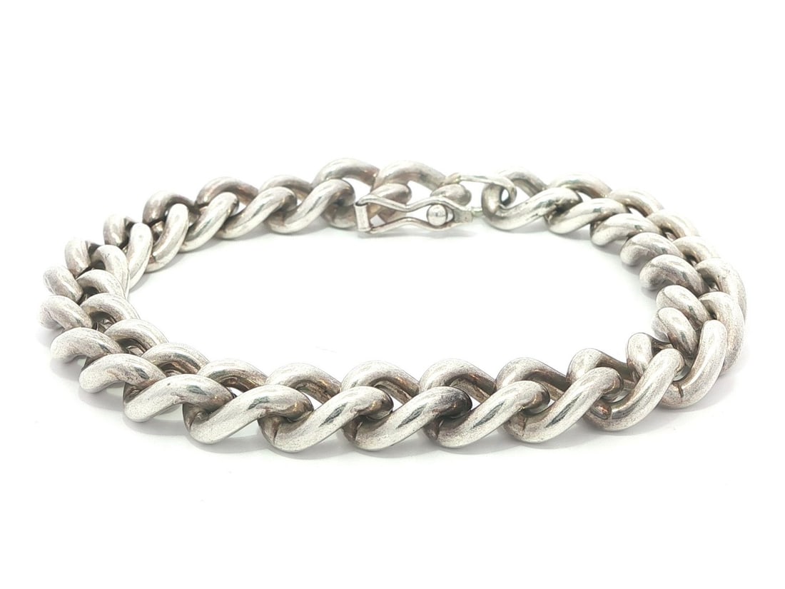 Wide Vintage 8.8mm Sterling Silver Curb Chain Bracelet 6.25 Inch Heavyweight (1 of 6)
