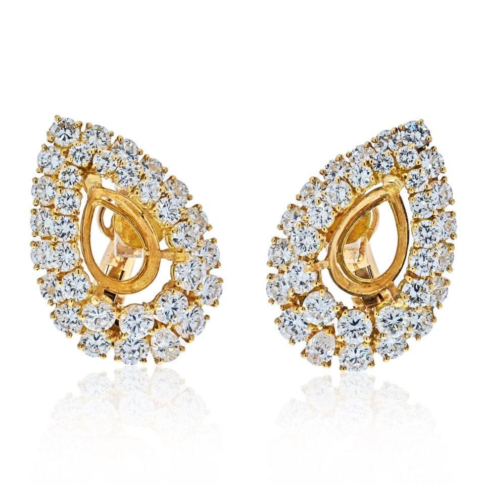 Boucheron 18K Yellow Gold Diamond Mountings for Pear Cut Earrings (1 of 4)