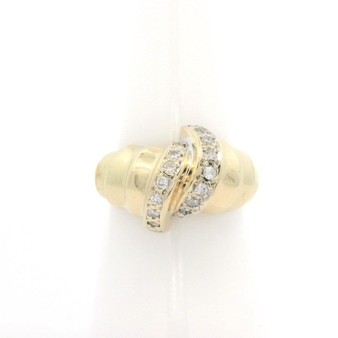 14k Yellow Gold 0.18ct Diamond Twisted Cocktail Ring Band (1 of 5)
