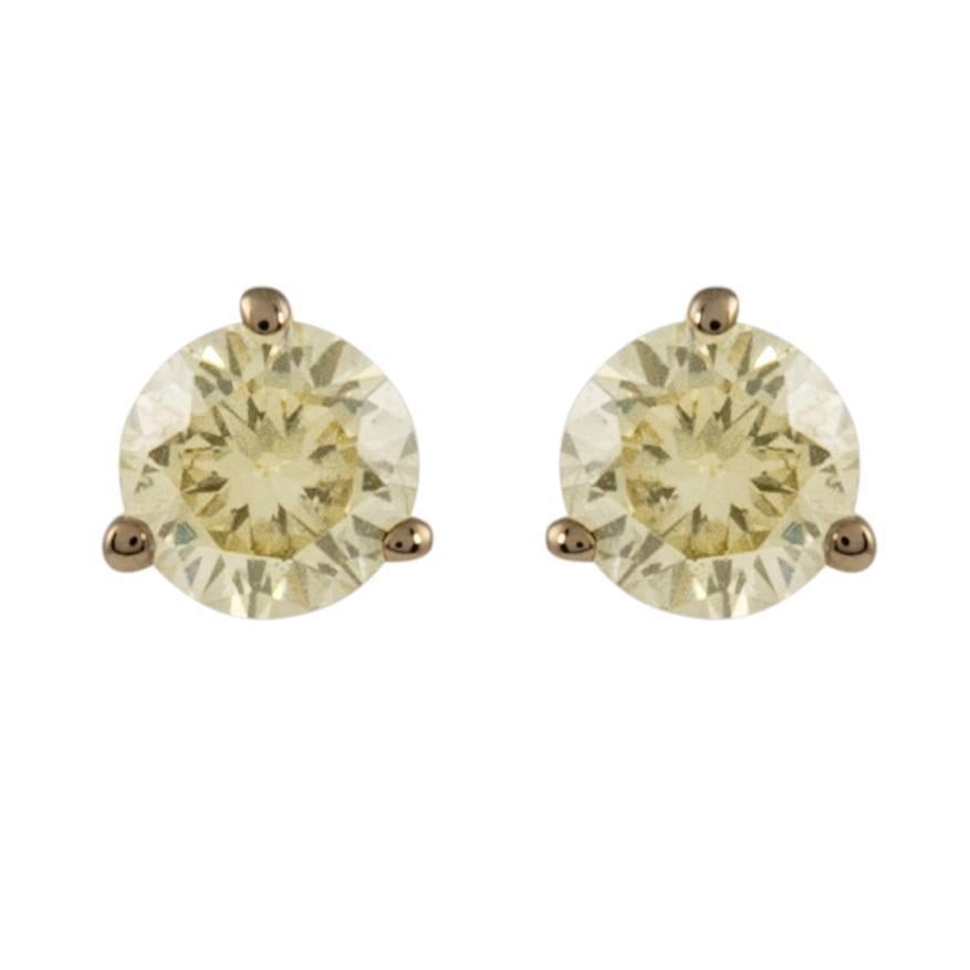 0.52ct Light Yellow Diamond Stud Earrings 14k Yellow Gold GIA Appraised (1 of 4)