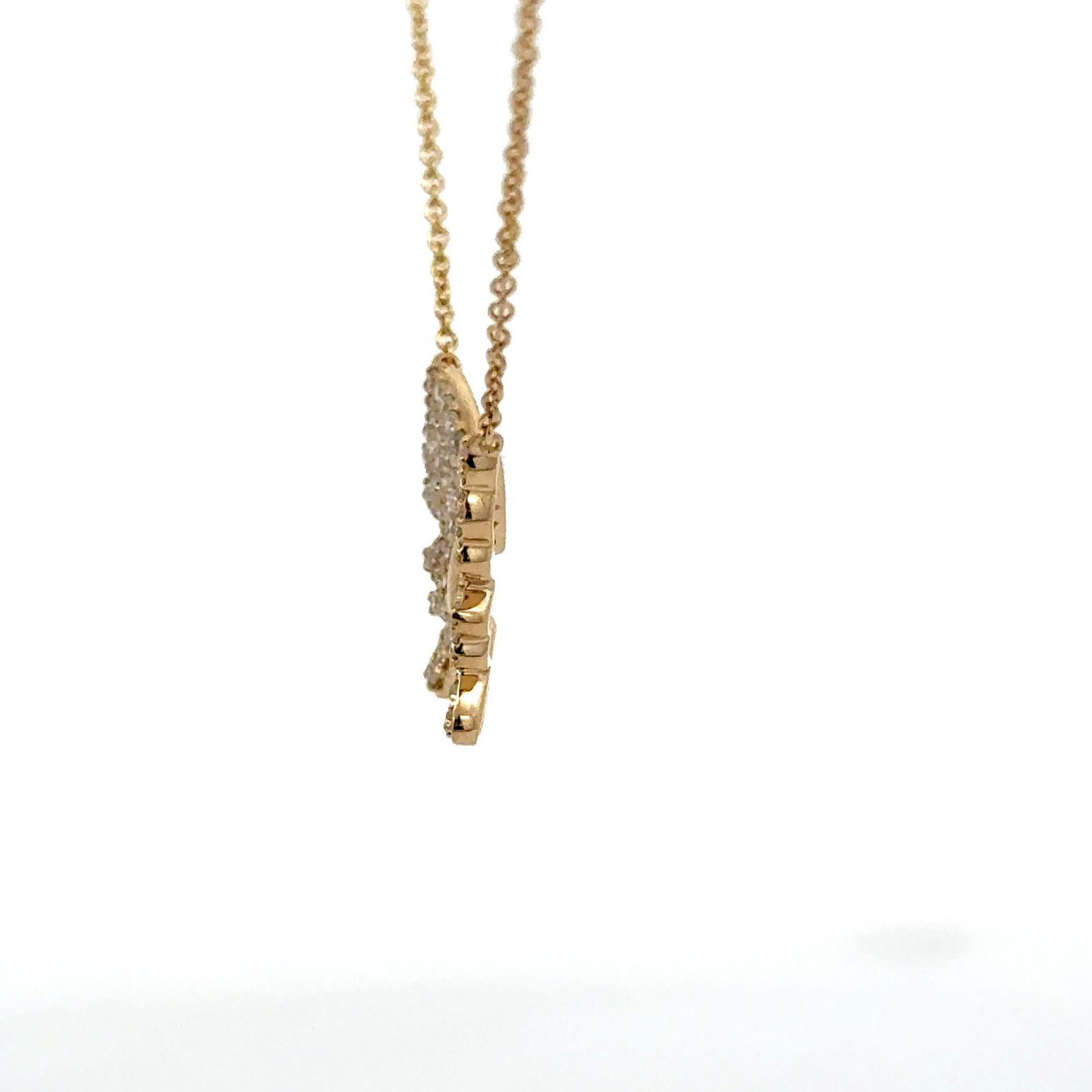 14K Yellow Gold Diamond Butterfly Pendant Necklace 0.35 Carats - 5