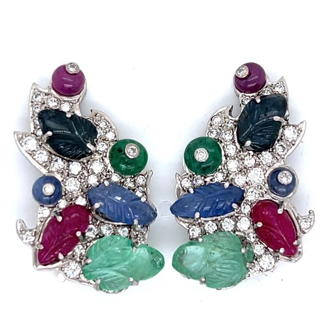 18K White Gold Earrings with Diamonds and Gemstones (1 of 2)