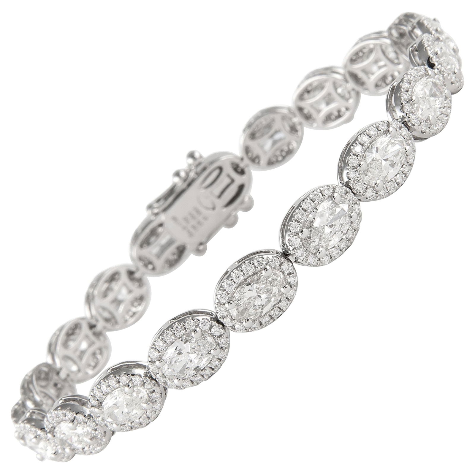 9.89ct Oval Diamond Tennis Bracelet 18k White Gold (1 of 4)