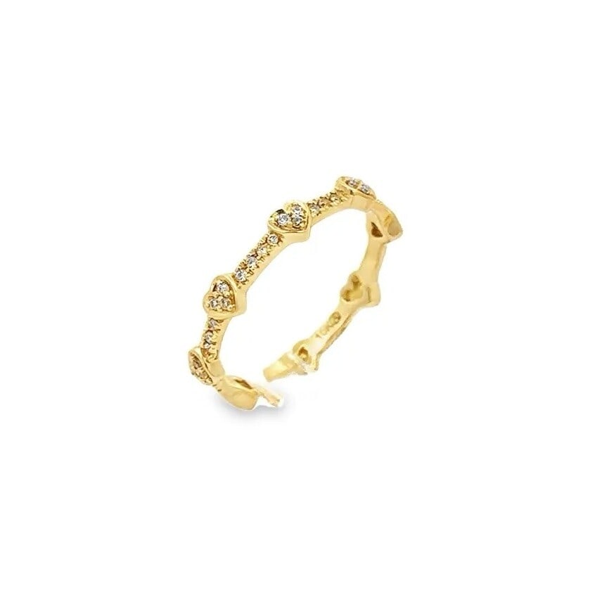 10k Yellow Gold Heart Eternity Band Ring 0.22ctw Diamonds (1 of 6)