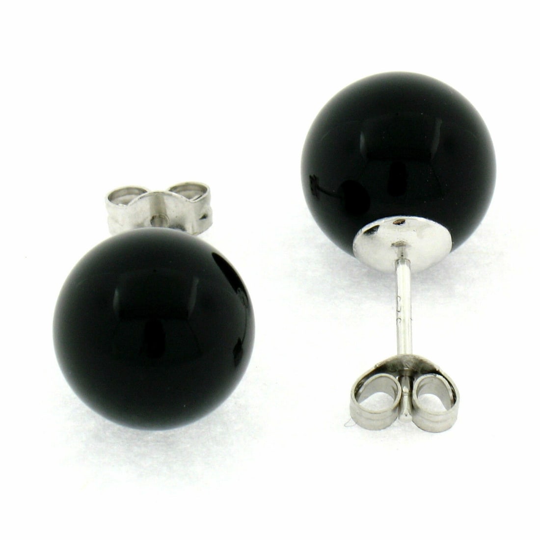 Elegant .925 Sterling Silver Black Onyx 10mm Round Stud Earrings (1 of 3)