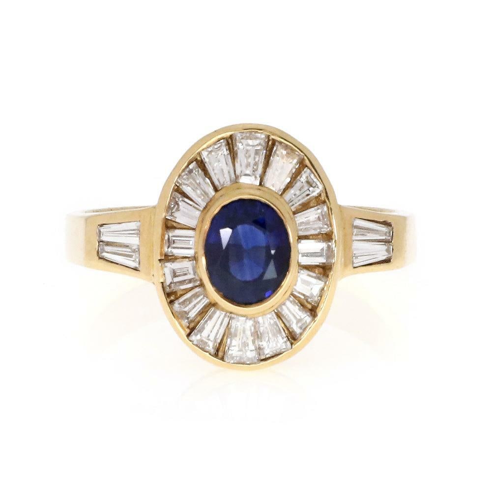 Elegant 18k Yellow Gold Sapphire & Diamond Cocktail Ring (1 of 4)