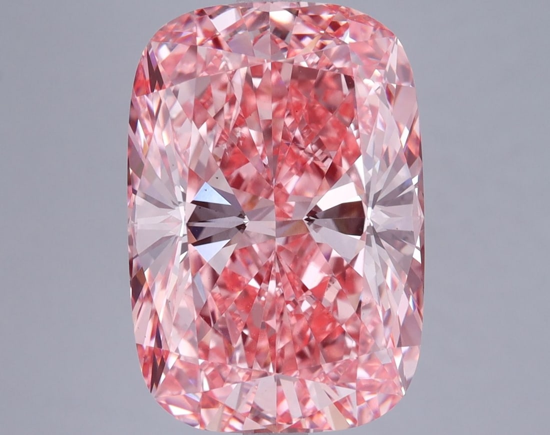 Loose Diamond - CUSHION BRILLIANT 8.46ct Fancy Vivid Pink VS1: Loose Diamond - CUSHION BRILLIANT 8.46ct Fancy Vivid Pink VS1 Source: This is a real non-mined Diamond that has been grown in a lab Shape: CUSHION BRILLIANT Carats: 8.46 Color: Fancy Vivid Pink Certif