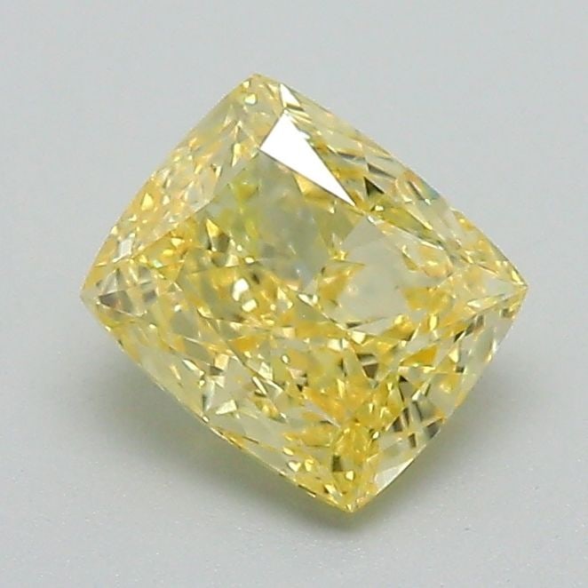 Loose Diamond - CUSHION MODIFIED 0.98ct Fancy Intense Yellow VVS2: Loose Diamond - CUSHION MODIFIED 0.98ct Fancy Intense Yellow VVS2 Source: This is a real non-mined Diamond that has been grown in a lab Shape: CUSHION MODIFIED Carats: 0.98 Color: Fancy Intense Yellow