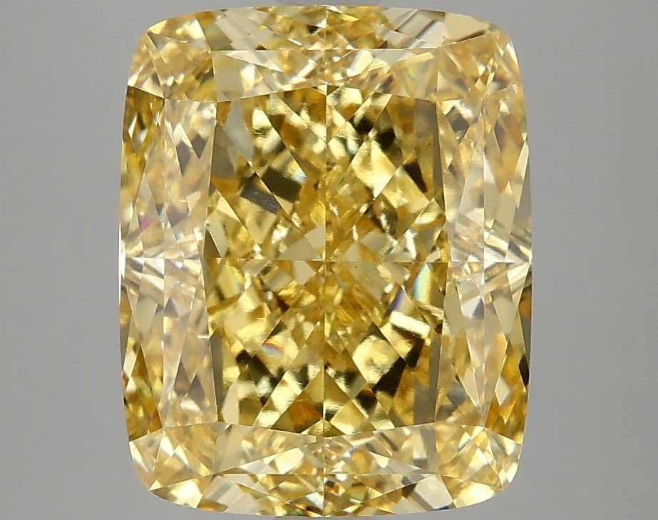 Loose Diamond - CUSHION MODIFIED 5.09ct Fancy Vivid Yellow VS1: Loose Diamond - CUSHION MODIFIED 5.09ct Fancy Vivid Yellow VS1 Source: This is a real non-mined Diamond that has been grown in a lab Shape: CUSHION MODIFIED Carats: 5.09 Color: Fancy Vivid Yellow Cert