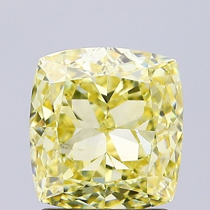 Loose Diamond - CUSHION MODIFIED 1.76ct Fancy Intense Yellow VS1: Loose Diamond - CUSHION MODIFIED 1.76ct Fancy Intense Yellow VS1 Source: This is a real non-mined Diamond that has been grown in a lab Shape: CUSHION MODIFIED Carats: 1.76 Color: Fancy Intense