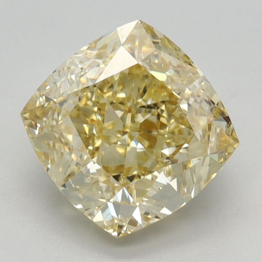 Loose Diamond - CUSHION MODIFIED 2.29ct Fancy Intense Yellow VS1: Loose Diamond - CUSHION MODIFIED 2.29ct Fancy Intense Yellow VS1 Source: This is a real non-mined Diamond that has been grown in a lab Shape: CUSHION MODIFIED Carats: 2.29 Color: Fancy Intense