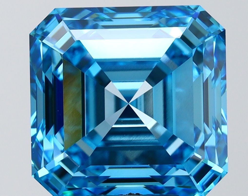 Loose Diamond - ASSCHER 10.1ct Fancy Vivid Blue VVS2: Loose Diamond - ASSCHER 10.1ct Fancy Vivid Blue VVS2 Source: This is a real non-mined Diamond that has been grown in a lab Shape: ASSCHER Carats: 10.1 Color: Fancy Vivid Blue Certification: IGI Video: