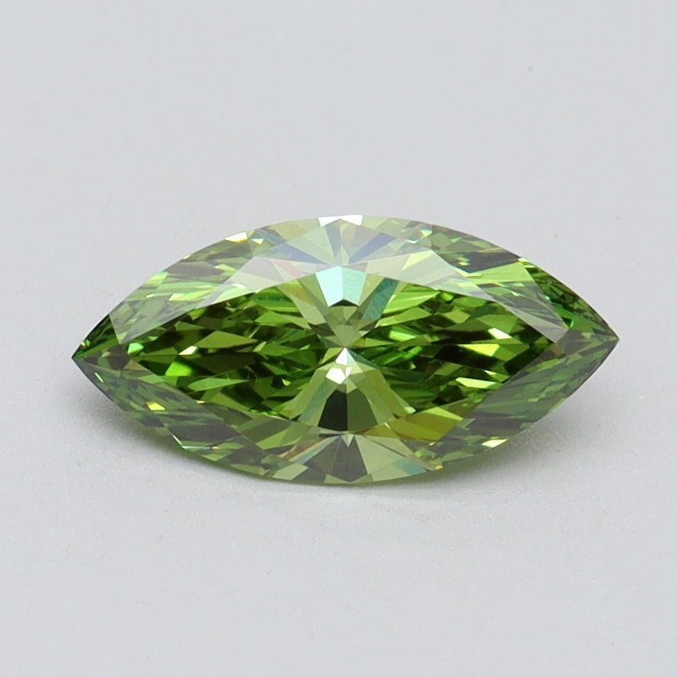 Loose Diamond - MARQUISE 1.0ct Fancy Vivid Green VVS2: Loose Diamond - MARQUISE 1.0ct Fancy Vivid Green VVS2 Source: This is a real non-mined Diamond that has been grown in a lab Shape: MARQUISE Carats: 1.0 Color: Fancy Vivid Green Certification: IGI