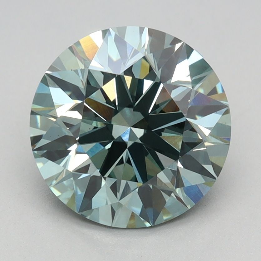 Ideal Loose Diamond - ROUND 2.07ct Fancy Vivid Green VS1: Ideal Loose Diamond - ROUND 2.07ct Fancy Vivid Green VS1 Source: This is a real non-mined Diamond that has been grown in a lab Shape: ROUND Carats: 2.07 Color: Fancy Vivid Green Certification: IGI Vid