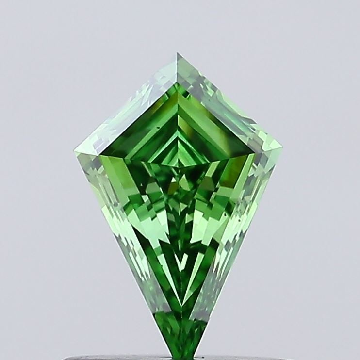 Loose Diamond - KITE 0.58ct Fancy Vivid Green VS1: Loose Diamond - KITE 0.58ct Fancy Vivid Green VS1 Source: This is a real non-mined Diamond that has been grown in a lab Shape: KITE Carats: 0.58 Color: Fancy Vivid Green Certification: IGI Video: